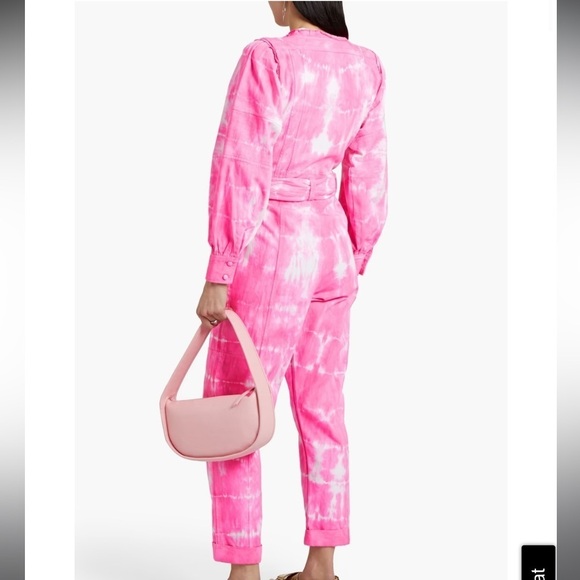 Loveshackfancy- Pink Tie Dye Paca Denim Longsleeve Button Down Jumpsuit - Picture 2 of 4